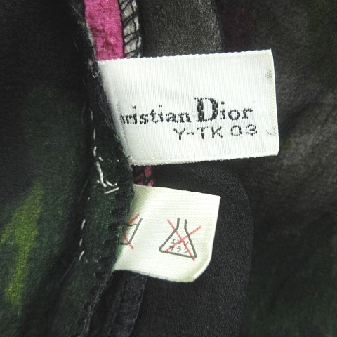  Christian Dior Dior Vintage - pi рубашка безрукавка шелк цветочный принт многоцветный черный S ранг 