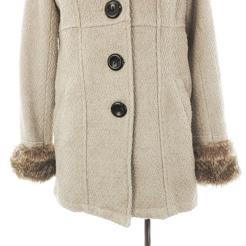  As Know As as know as coat hood middle height long sleeve thick plain F beige outer /CK lady's 