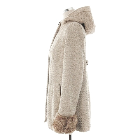  As Know As as know as coat hood middle height long sleeve thick plain F beige outer /CK lady's 