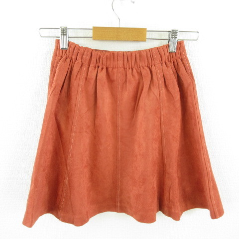  unused goods m Roo aMURUA miniskirt flair fake suede orange F *E991 lady's 