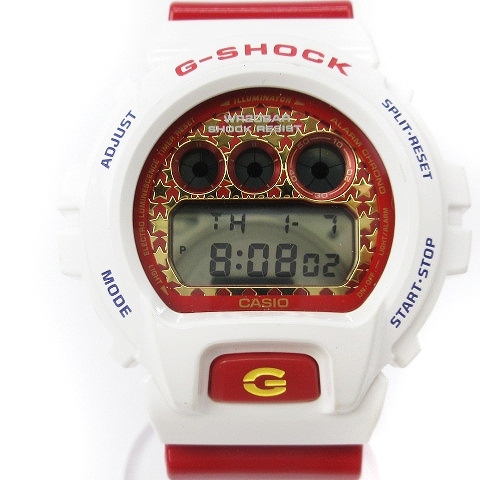 カシオジーショック CASIO G-SHOCK 美品 クレイジーカラーズ 腕時計 デジタル クオーツ 星柄文字盤 DW-6900SC 白 ホワイト 赤  レッド ウォ