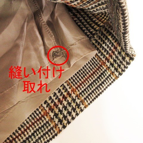 アクアスキュータム AQUASCUTUM ヴィンテージ 台形 スカート ひざ丈 グレンチェック ウール シルク混 11 M～L ベージュ系 ■SM レディース_画像5