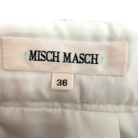 ミッシュマッシュ MISCH MASCH 台形スカート ひざ丈 チェック柄 ウール 36 オフホワイト グレー 黄 レディース_画像3