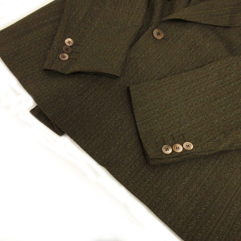ケンゾー KENZO スーツ ビンテージ ジャケット ピークドラペル ダブル パンツ 日本製 総柄 カーキ 3 メンズ_画像5