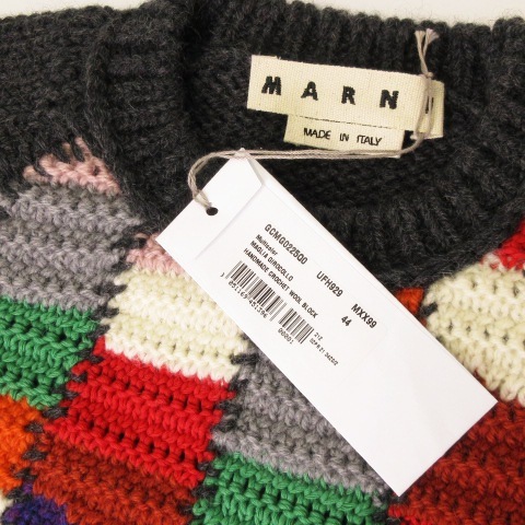 マルニ 21AW セーター ニット ブロック ウール マルチカラー グレー 44