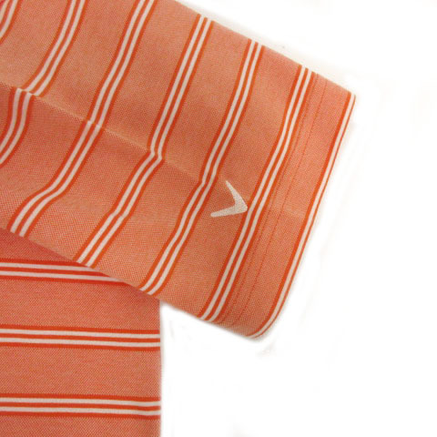 キャロウェイ CALLAWAY ポロシャツ ハイネック ハーフジップ 半袖 ロゴ刺繍 速乾 ボーダー オレンジ ホワイト 白 M メンズ_画像4