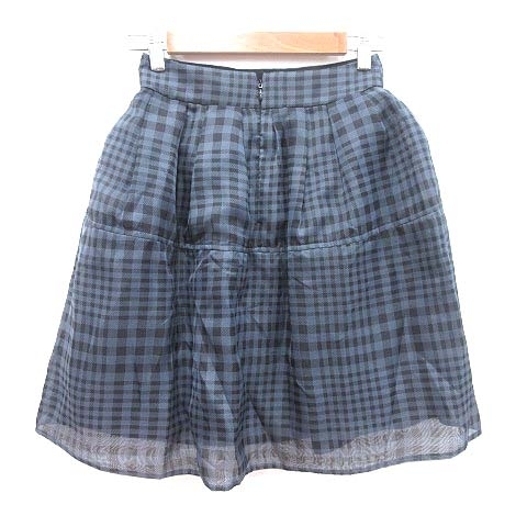 f Ray I ti-FRAY I.D flair skirt knee height check reverse side nappy 0 gray black black /CT lady's 
