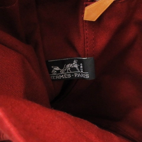 エルメス HERMES フールトゥ MM トートバッグ キャンバス フランス製 赤 レッド 鞄 レディース_画像9