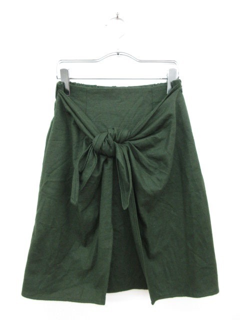 ガリャルダガランテ GALLARDAGALANTE スカート ひざ丈 台形 リボン ウール 0 緑 グリーン /tt レディース_画像1
