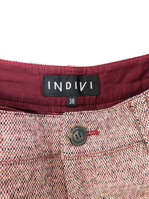 インディヴィ INDIVI パンツ ハーフ キュロット ウール 38 赤 レッド えんじ レディース_画像5