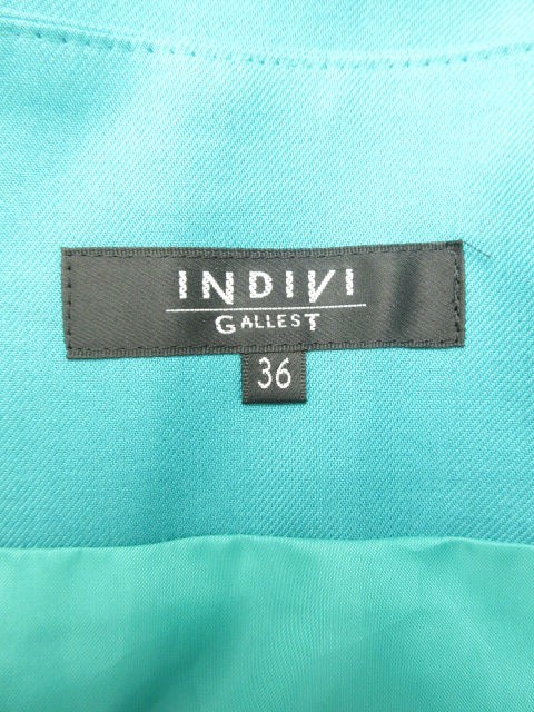 インディヴィ INDIVI スカート 台形 ひざ丈 ジップファスナー 36 緑 グリーン /RK21 レディース_画像3