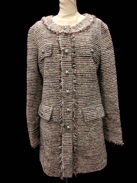  Chesty Chesty coat no color long tweed 1 beige /CY22 lady's 