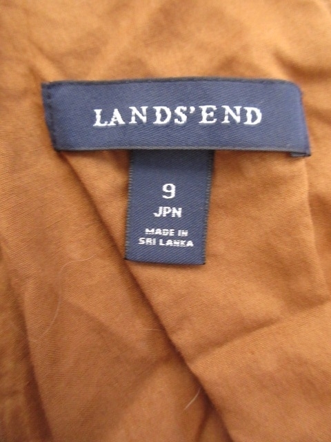 ランズエンド LANDS' END ワンピース ノースリーブ ドット ひざ丈 9 茶 ブラウン /ft レディース_画像4