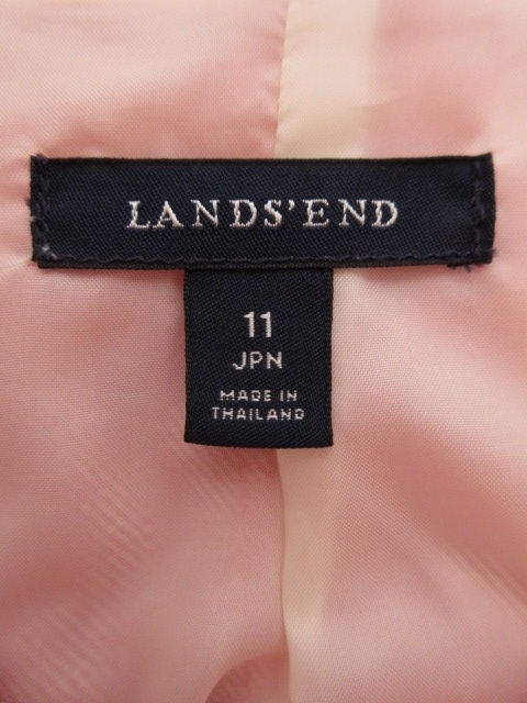 ランズエンド LANDS' END ジャケット ノーカラー リネン 七分袖 11 赤 /ft レディース_画像4