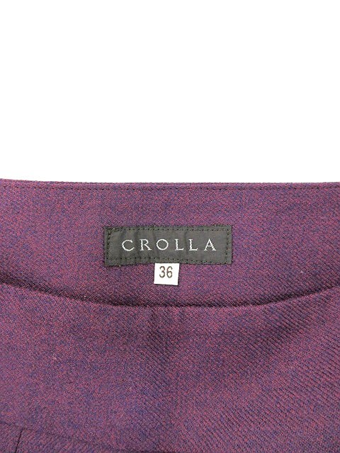 クローラ crolla スカート 台形 ひざ丈 ドット ジップフライ ウール 36 紫 パープル /KS レディース_画像3