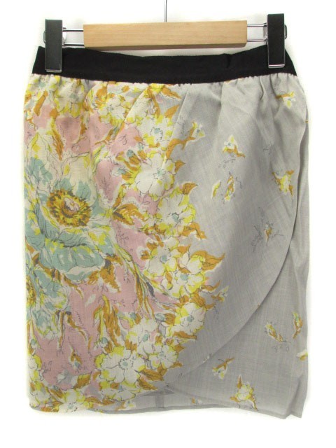 McAfee MACPHEE Tomorrowland юбка тугой цветочный принт шерсть 36 серый женский 