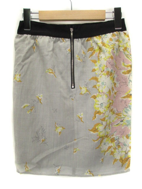  McAfee MACPHEE Tomorrowland юбка тугой цветочный принт шерсть 36 серый женский 