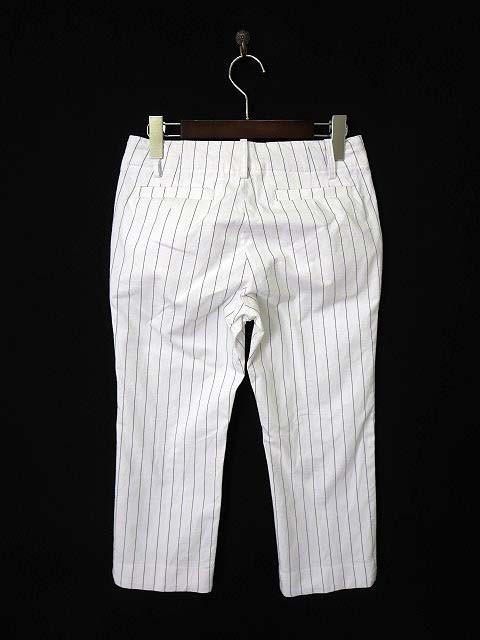 simplisite.Simplicite pants cropped pants stripe pattern stretch cotton 36 S white lady's 