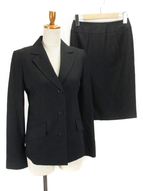  Indivi INDIVI suit jacket tailored skirt tight wool 36 black lady's 