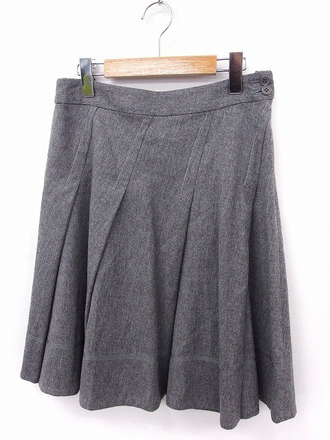 ke- tea ki width ta spool K.T KIYOKO TAKASE skirt knee height diagonal pleat cashmere . wool 9 gray ash /FT3 lady's 