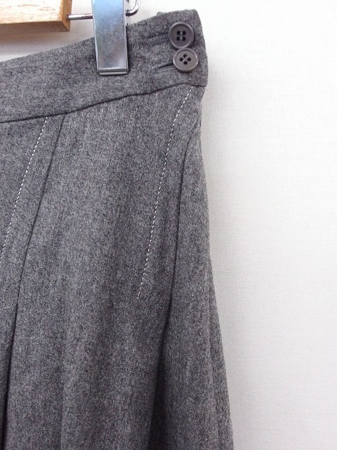 ke- tea ki width ta spool K.T KIYOKO TAKASE skirt knee height diagonal pleat cashmere . wool 9 gray ash /FT3 lady's 