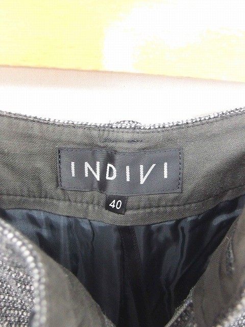  Indivi INDIVI брюки половина Short Zip fly шерсть 40 серый пепел /TT17 женский 
