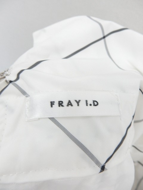 フレイアイディー FRAY I.D スカート 格子柄 ハイウエスト フレア 膝丈 ギャザー 0 ホワイト /ST19 レディース_画像3