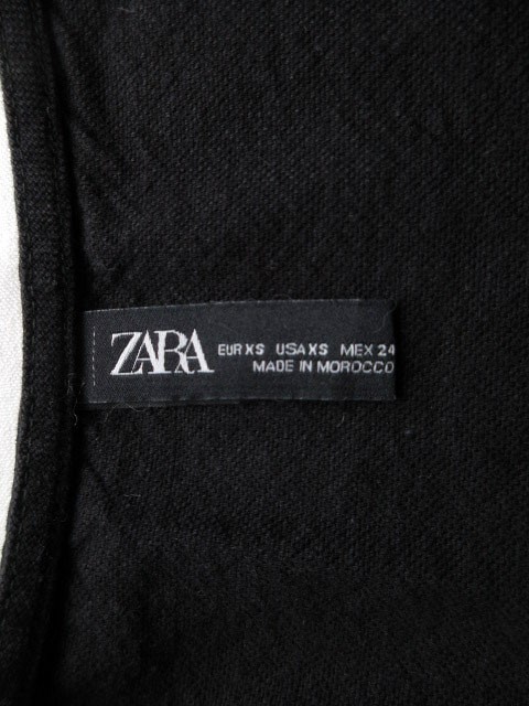 ザラ ZARA ワンピース タイト フレンチスリーブ ツイル XS 黒 ブラック レディース_画像5