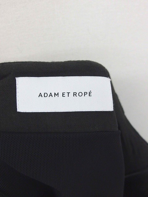 アダムエロペ Adam et Rope' スカート ミモレ丈 ロング ニット スリット 無地 シンプル 綿 コットン 38 黒 ブラック /TT14_画像3