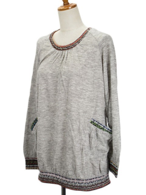  World Wide Love WORLD WIDE LOVE cut and sewn tunic knitted switch long sleeve 1 gray lady's 