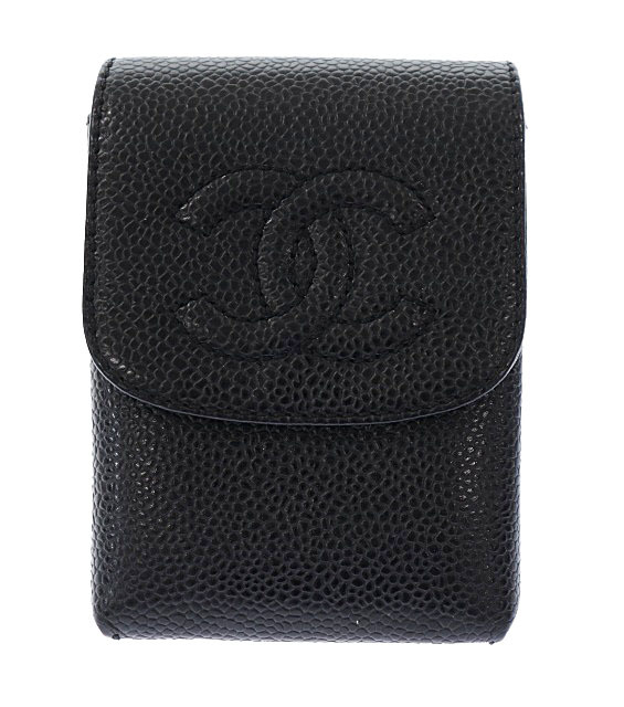 シャネル CHANEL キャビアスキン シガレットケース 小物入れ ポーチ 黒