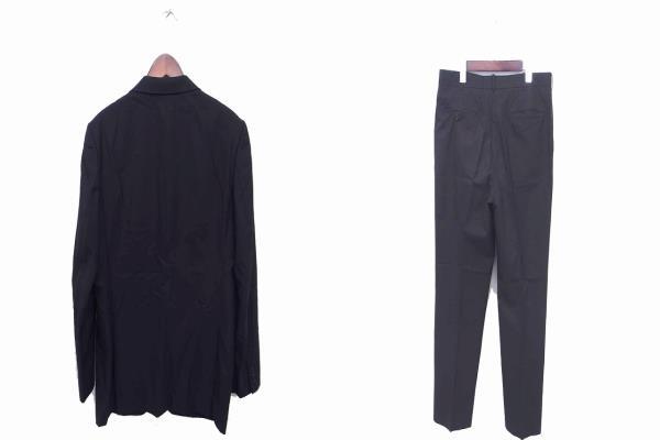 タケオキクチ TAKEO KIKUCHI スーツ セットアップ 上下 テーラード ジャケット スラックス パンツ 厚手 背抜き 4 黒 ブラック /TT42_画像2