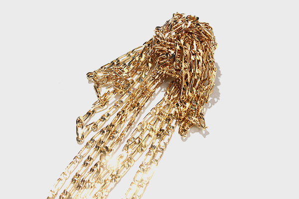 未使用品 2021AW WE11DONE ウェルダン GOLD LONG TANGLED CHAIN BROOCH チェーンブローチ ゴールド/● メンズ レディース_画像2