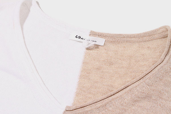 49AV. junko shimada 49 avenue Junko Shimada linen Blend color scheme V neck pull over knitted tops F 430019-5301 /**bek