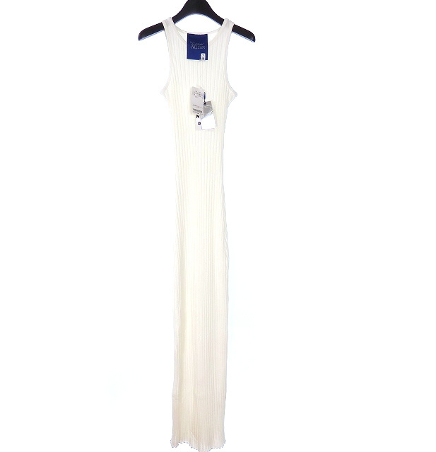 【数々のアワードを受賞】 ホワイト XS ドレス マキシワンピース ロング リブニット Miller Simon サイモンミラー 未使用品 白 レディー アメリカ製 DRESS LANI W4026 XSサイズ以下