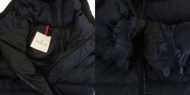 モンクレール MONCLER 19-20AW TALEV ダウンコート アウター ジップアップ ナイロン フード付き ミドル丈 切替 レザー ロゴワッペン 国内正_画像9