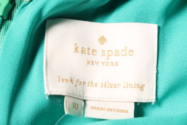 ケイトスペード KATE SPADE ドレス フリル バック ミニ ノースリーブ ポリエステル 10 グリーン NJMU7781 /TK レディース_画像4