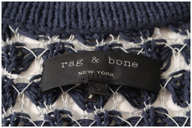 ラグ&ボーン RAG&BONE カーディガン ニット レース編み リネン混 S 紺 ネイビー aan0404 レディース_画像4