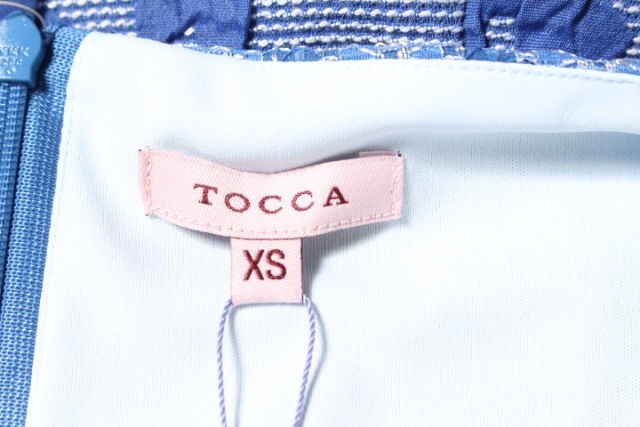 トッカ TOCCA ワンピース ひざ丈 フラワーレース フレンチスリーブ XS 青 ブルー ayy0423_画像5