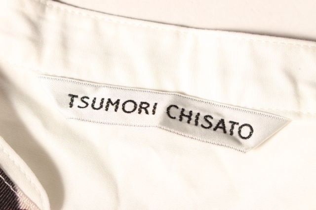  Tsumori Chisato TSUMORI CHISATO blouse no color race up short sleeves ribbon 2 white white /hk0504 lady's 