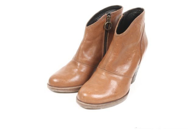 fio Len tea ni beige car FIORENTINI+BAKER boots bootie side Zip leather 37 tea Brown /*o0523 lady's 