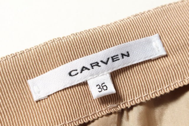 カルヴェン CARVEN スカート ミニ ボックスプリーツ コットン 36 茶 ブラウン /kk0515 レディース_画像4