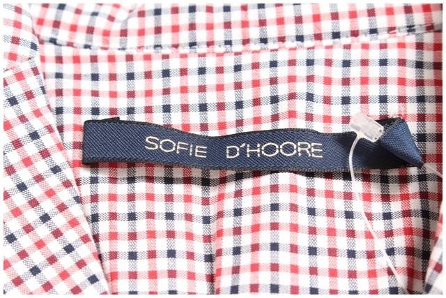 ソフィードール SOFIE D'HOORE ジャケット テーラード チェック 比翼ボタン シングル 36 赤 レッド /fy0508 レディース_画像6