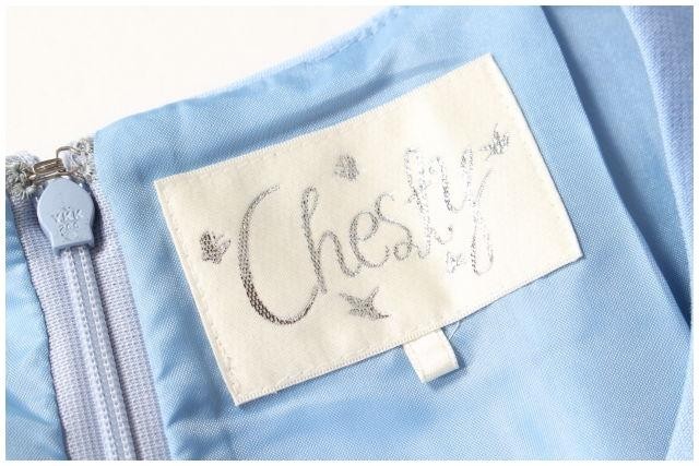 チェスティ Chesty 17SS ワンピース ひざ丈 ノースリーブ 0 青 ブルー aan0516 レディース_画像4