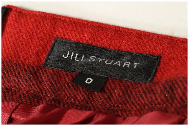 ジルスチュアート JILL STUART ウール ボーダー タック スカート ミニ 0 赤 レッド /☆o0531 レディース_画像4