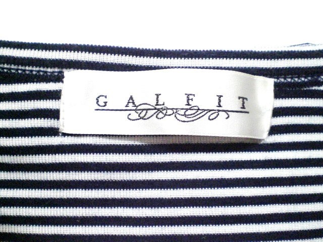 ギャルフィット GALFIT Tシャツ Vネック ボーダー 半袖 M 紺 ネイビー レディース_画像4