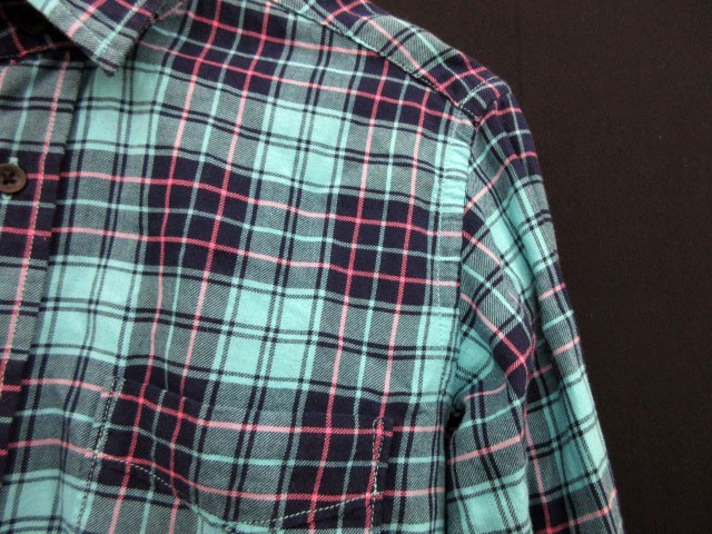 ユニクロ UNIQLO フランネル Flannel シャツ カジュアル チェック 長袖 XS 青 ブルー メンズ_画像3