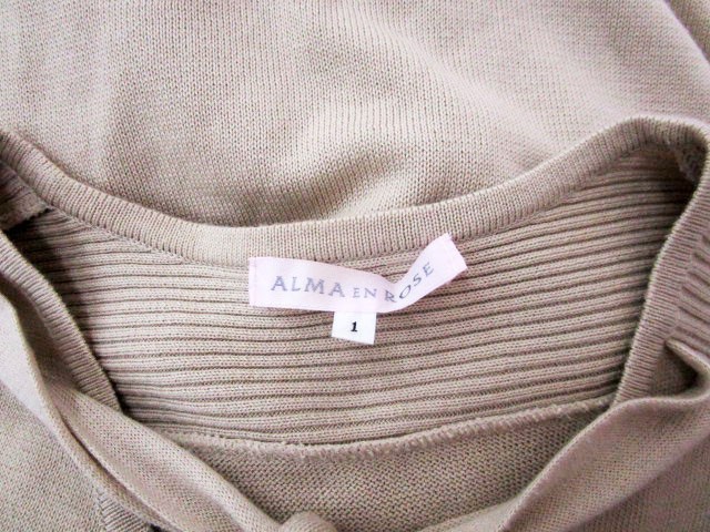アルマアンローズ ALMA EN ROSE ニット 半袖 薄手 シルク混 無地 1 ベージュ レディース_画像4