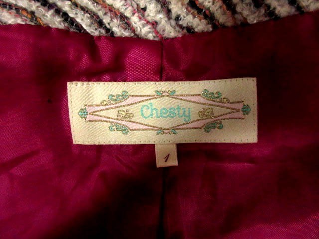  Chesty Chesty coat no color long tweed 1 beige /CY22 lady's 