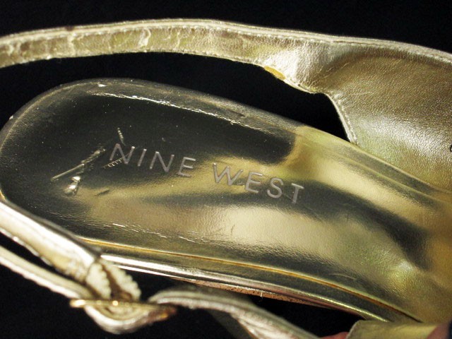 ナインウエスト NINE WEST サンダル バックストラップ メタリック 8.5 ゴールド レディース_画像5